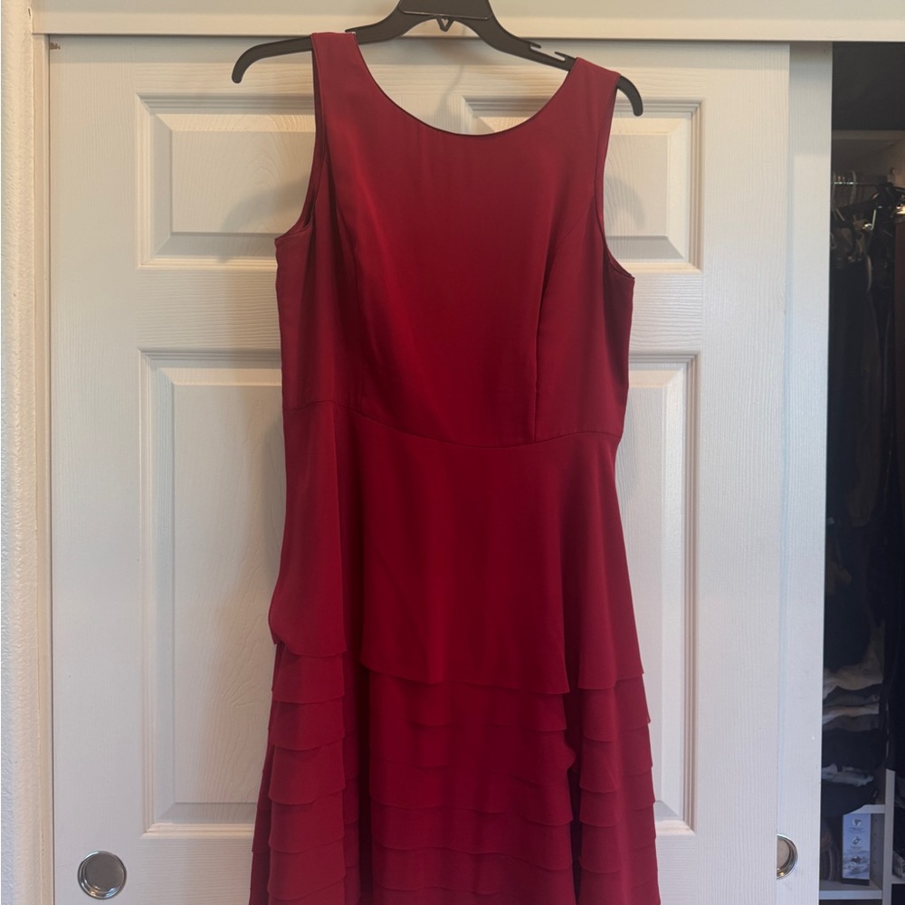 White House Black Market Red A-Line Midi Dress